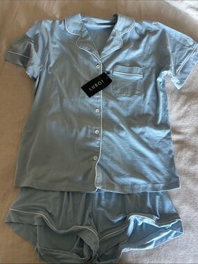 NWT Lubot Bamboo Viscose Pajama Set Blue Size Smal